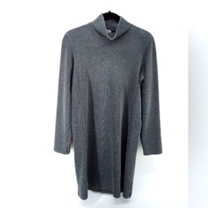 J.Jill Stretch Cotton Blend Gray Cowl Neck Long Sleeve Sweater Dress Warm S